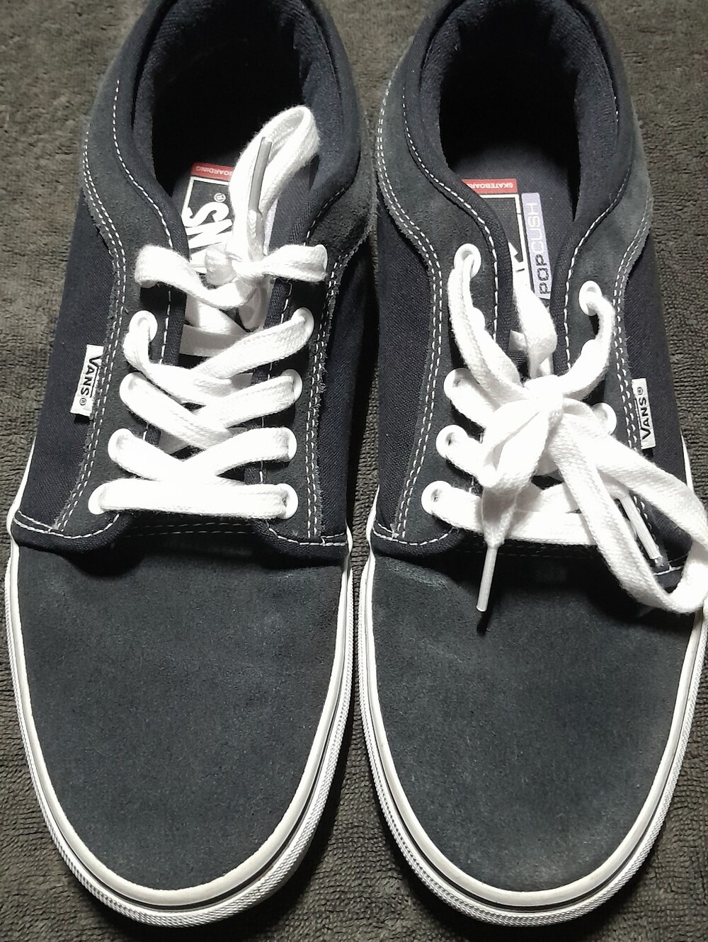Vans Men’s Black Canvas & Suede Low-Top Sneakers with White Laces